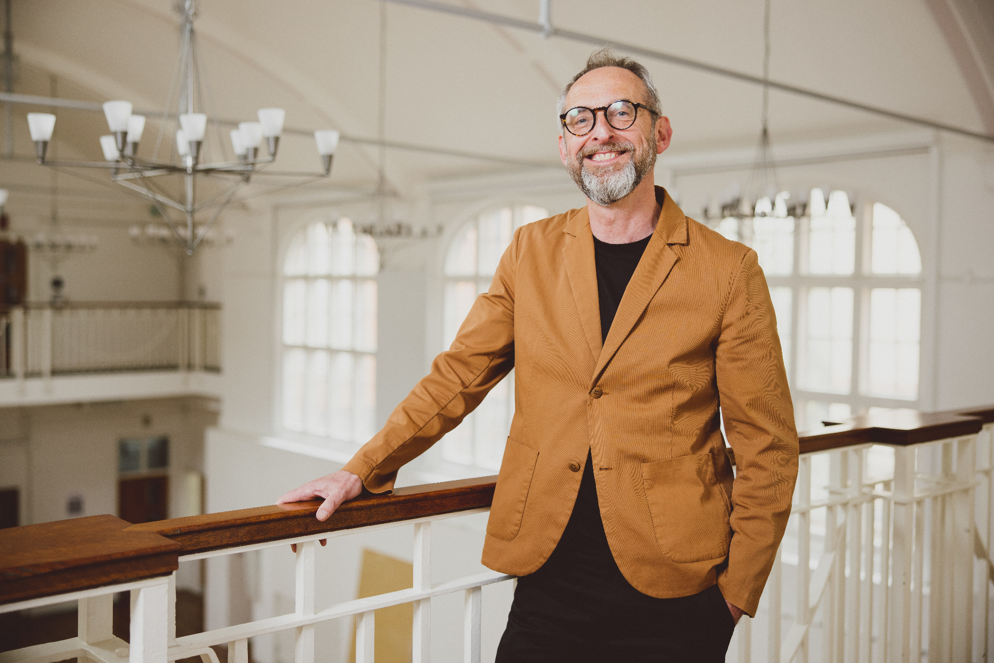 Joe McCullagh standing on Ruskin Gallery Balcony