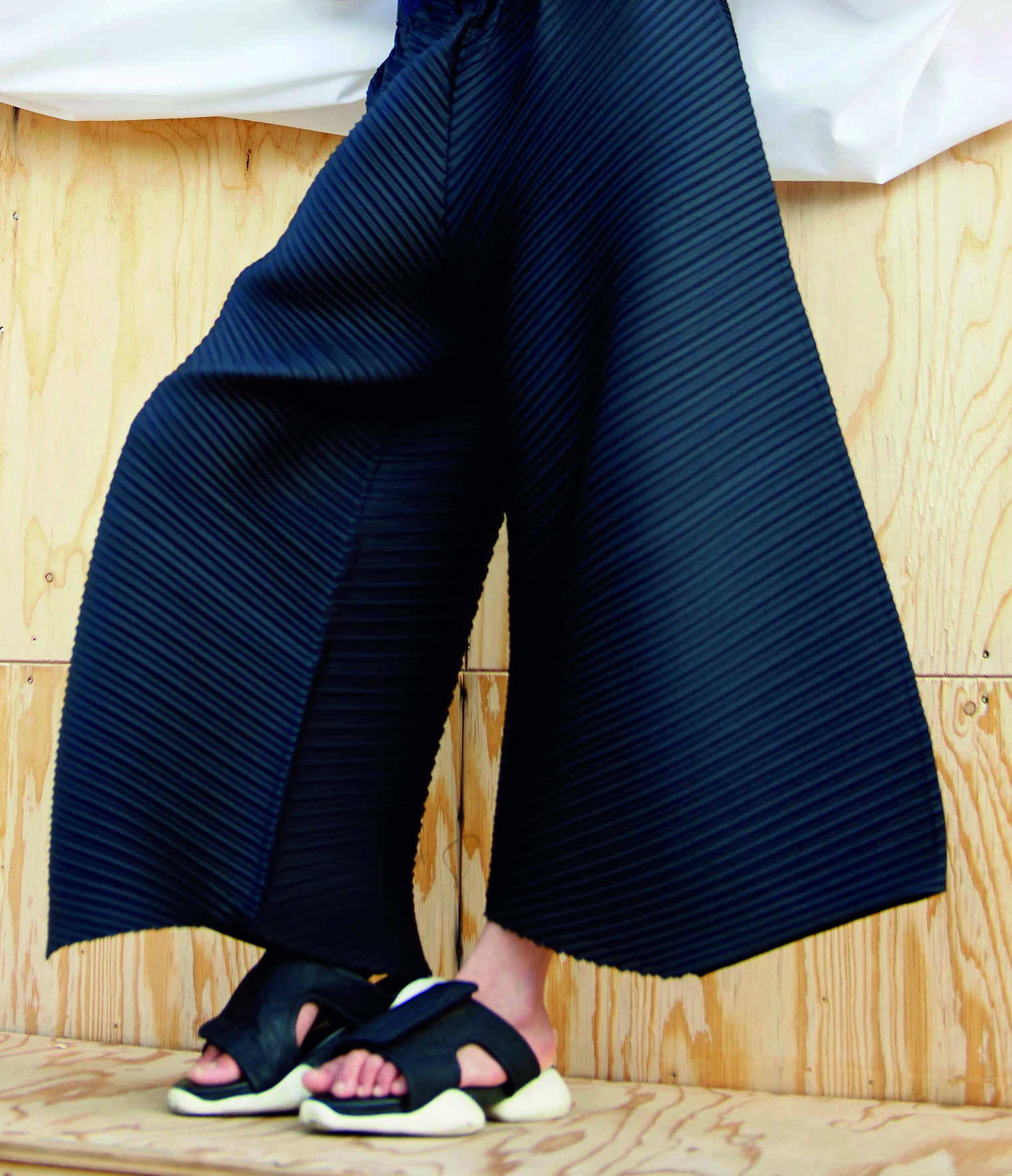 Dark blue flared trousers