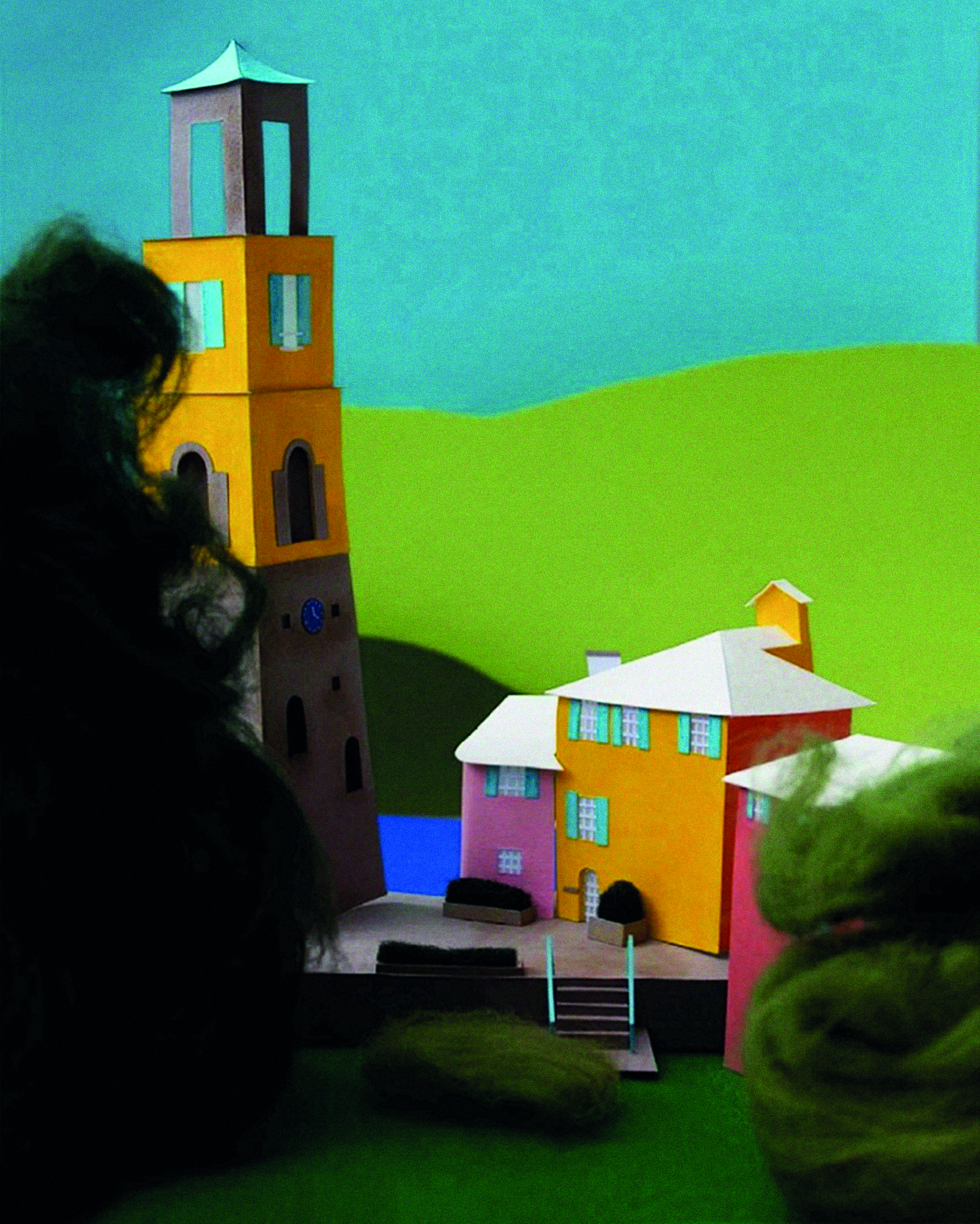 Colourful paper cut models of buildings