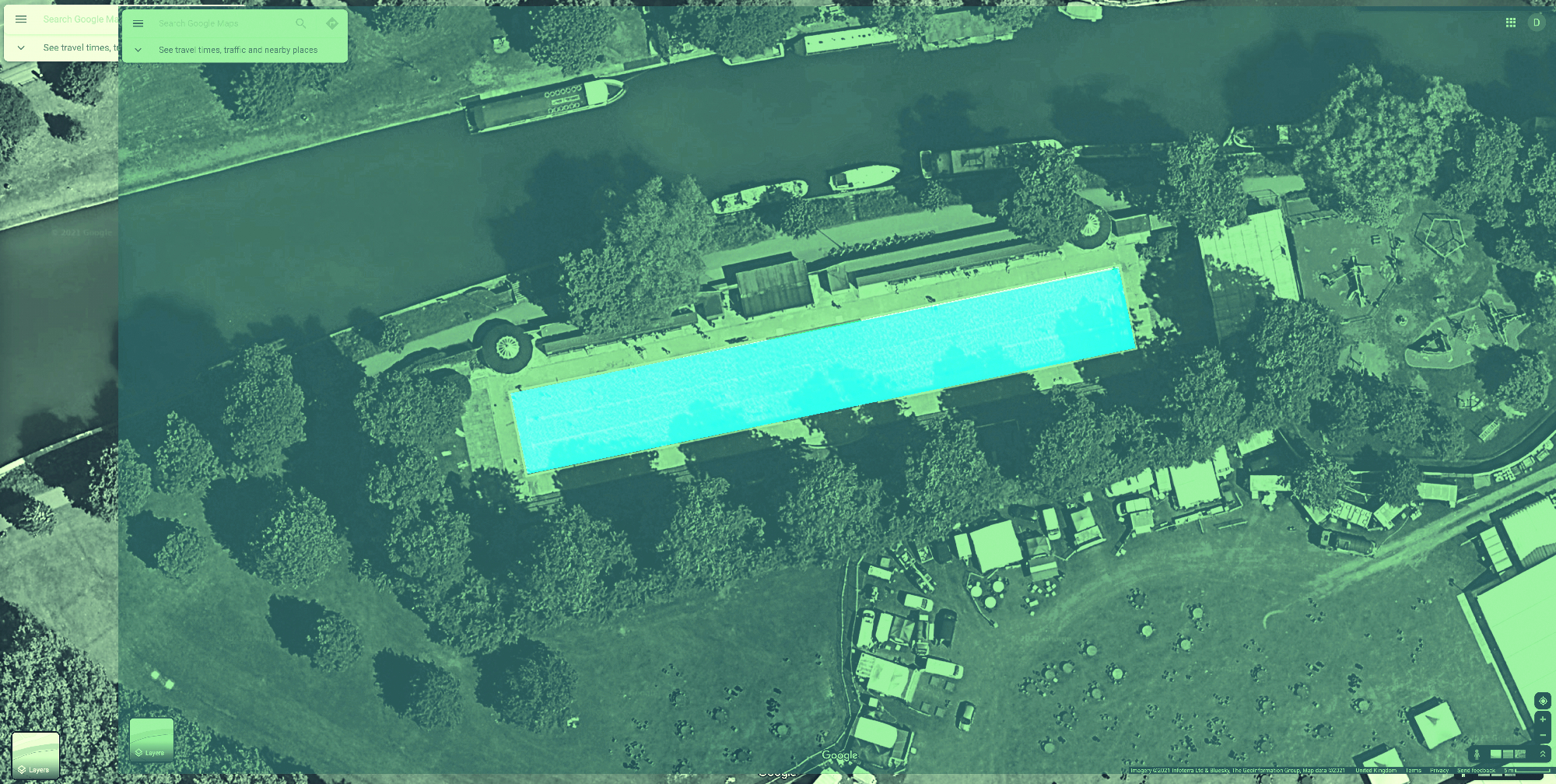 Aerial view of Jesus Green lido
