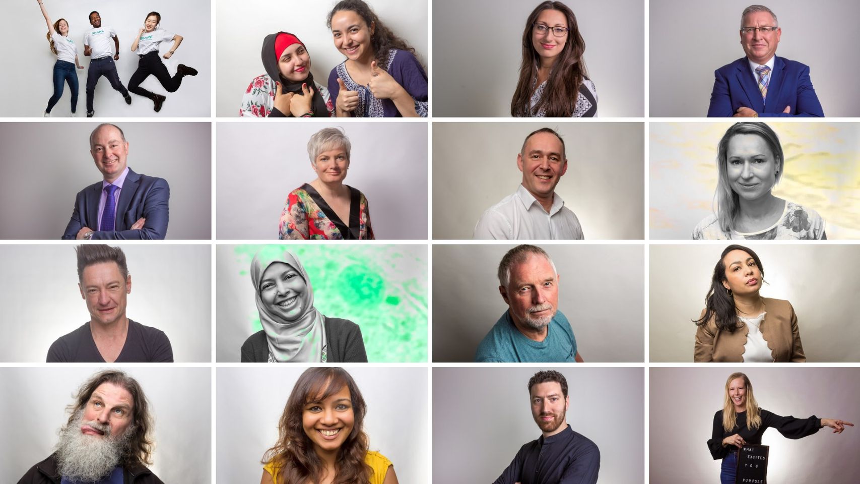 16 photos of different people