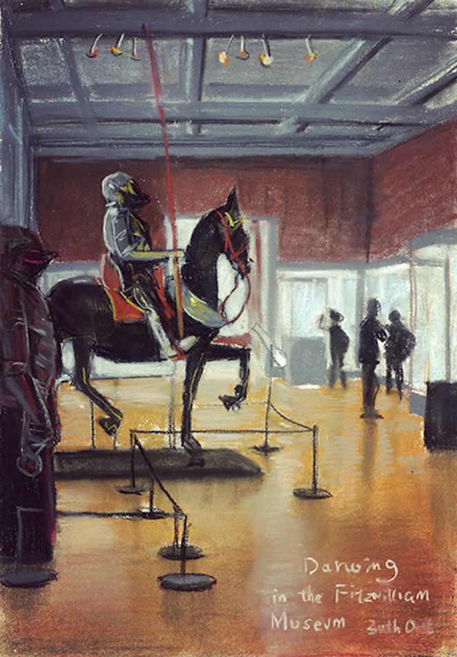 Illustration of knight on horse in Fitzwilliam museum