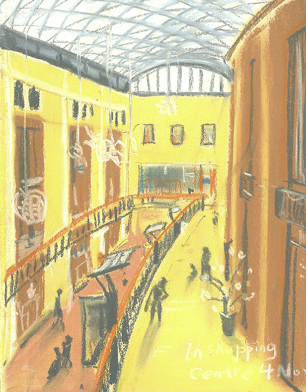 Illustration of shopping centre interior