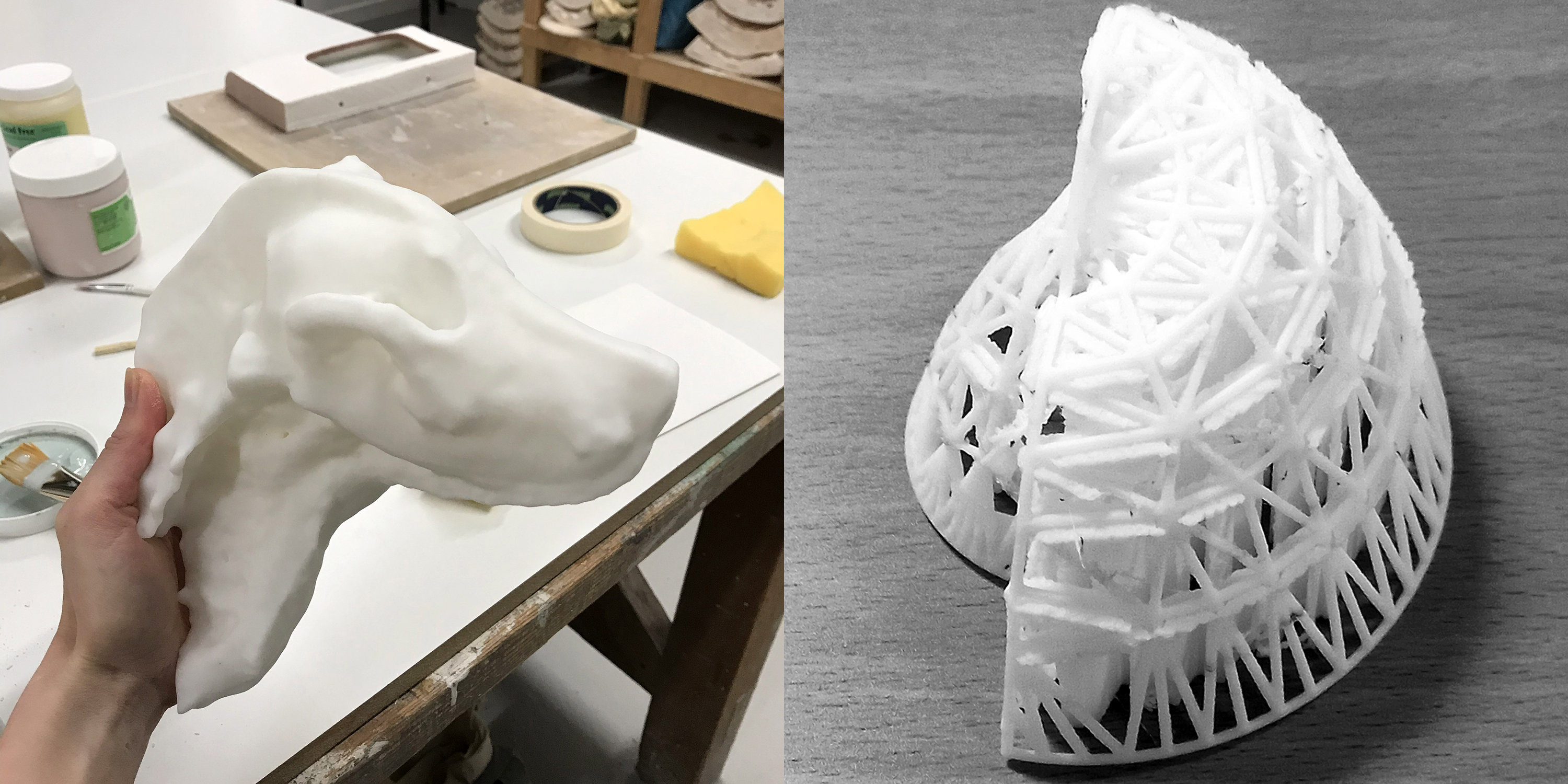 Photograph of works by AA2A Artists Amy Wilson & Iris Athanasiadi.