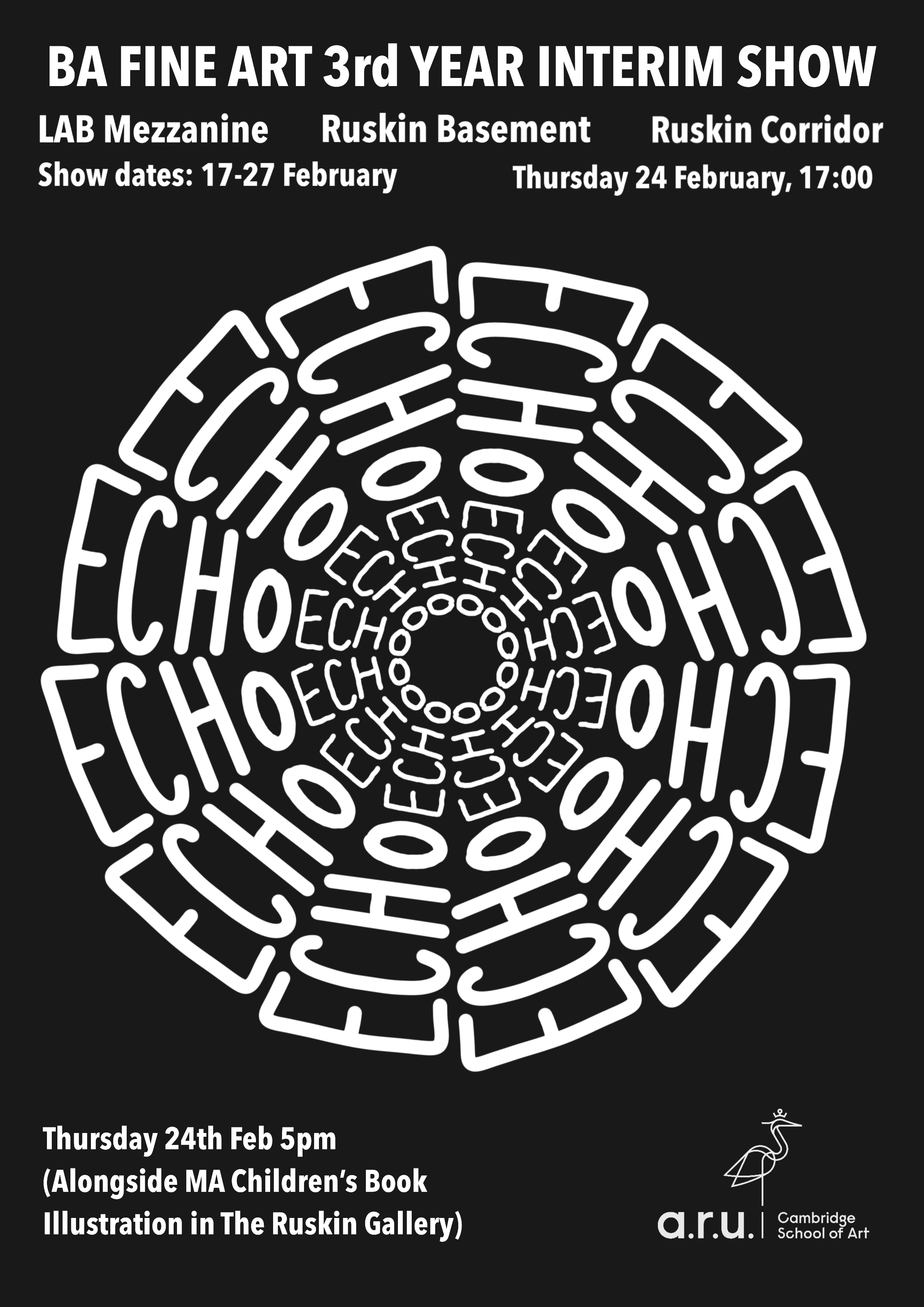 Echo exhibition poster with event details.